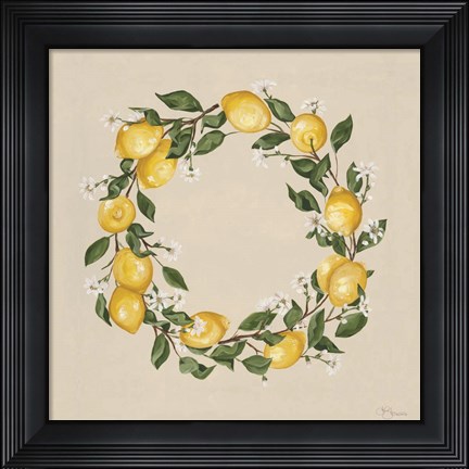 Framed Lemon Wreath Print