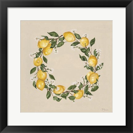 Framed Lemon Wreath Print