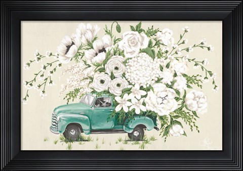 Framed White Floral Truck Print