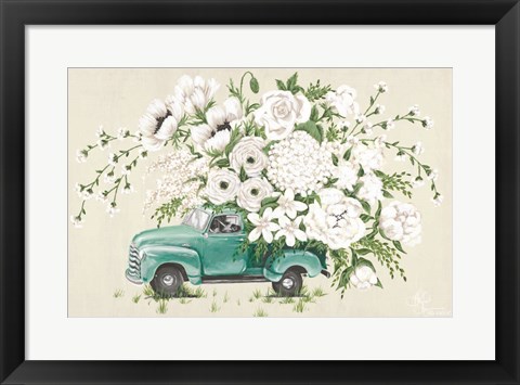 Framed White Floral Truck Print