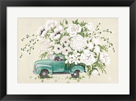 Framed White Floral Truck Print