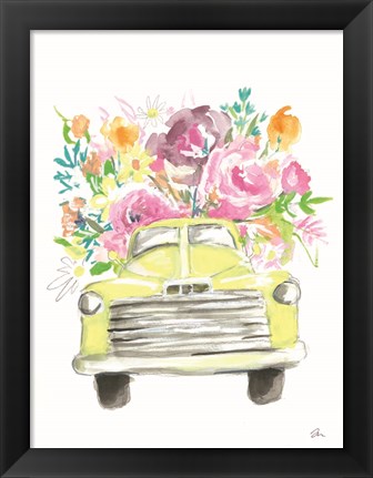 Framed Yellow Flower Truck Print