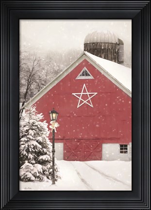 Framed Red Star Barn Print