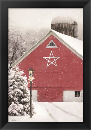 Framed Red Star Barn Print