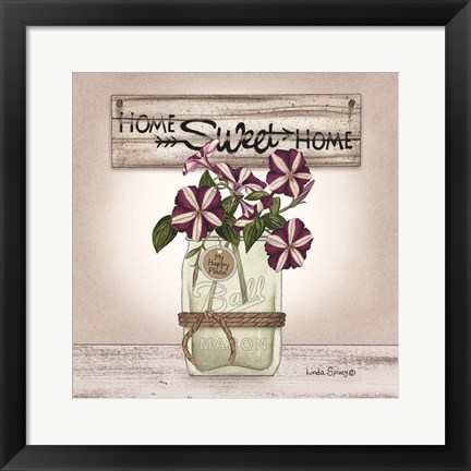 Framed Petunias in Jar Print