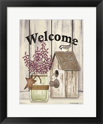 Framed Welcome Flowers in Jar Print