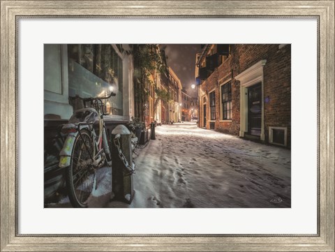 Framed Winter Nighttime Street 1 Print