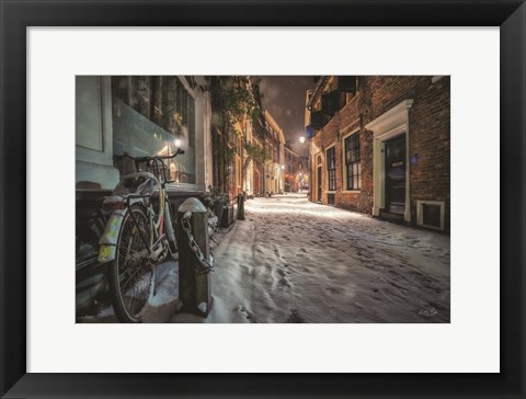 Framed Winter Nighttime Street 1 Print