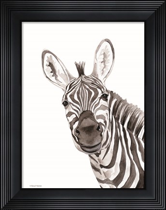 Framed Safari Zebra Peek-a-boo Print