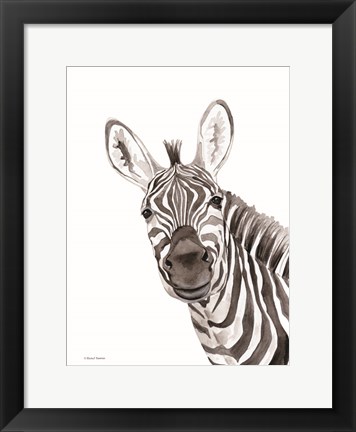 Framed Safari Zebra Peek-a-boo Print