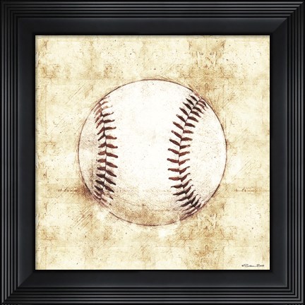 Framed Baseball Sketch Print