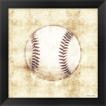 Framed Baseball Sketch Print