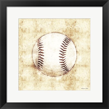 Framed Baseball Sketch Print