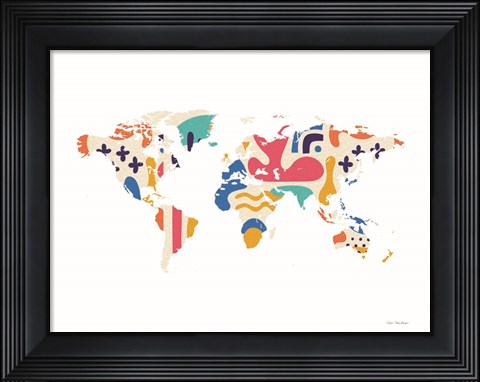 Framed Abstract Colorful World Map Print