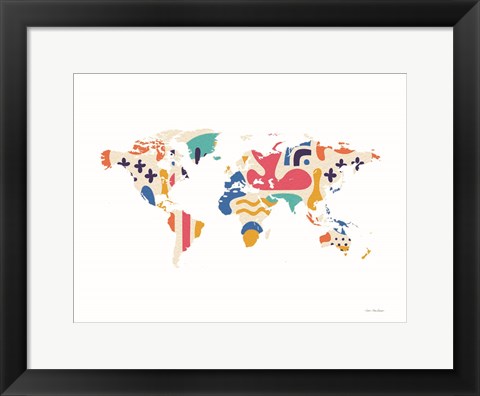 Framed Abstract Colorful World Map Print