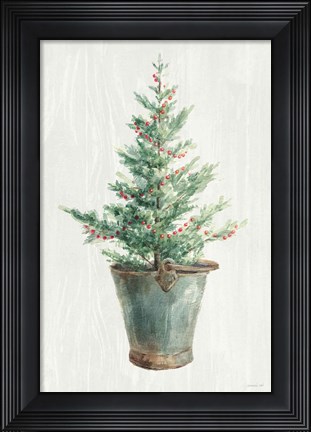 Framed White and Bright Christmas Tree I Print