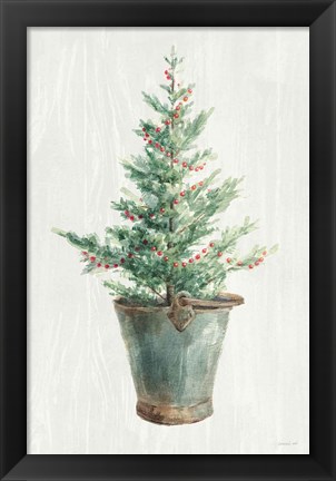 Framed White and Bright Christmas Tree I Print