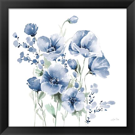 Framed Secret Garden Bouquet II Blue Print