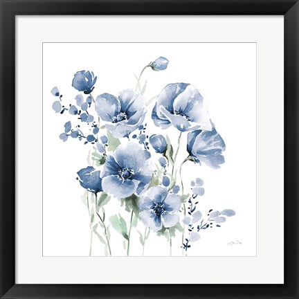 Framed Secret Garden Bouquet II Blue Print