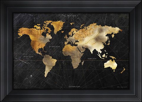 Framed Dramatic World Map Print