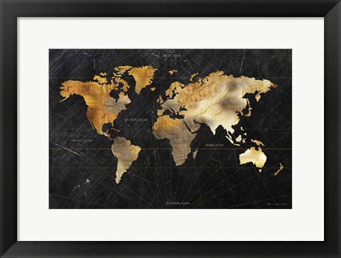 Framed Dramatic World Map Print