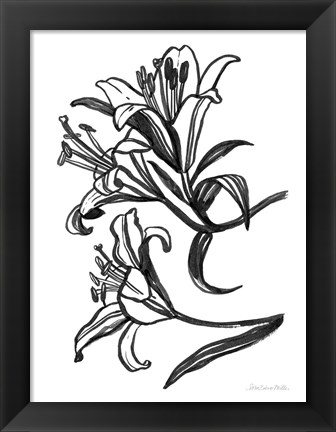 Framed Ink Lilies II Print