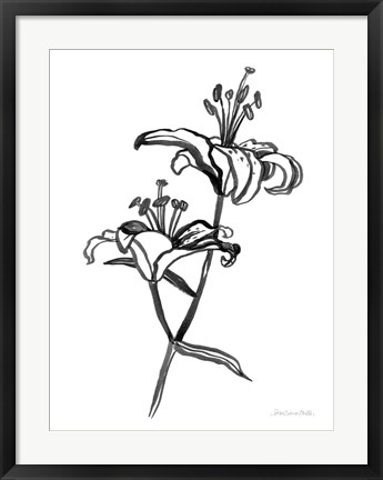 Framed Ink Lilies I Print