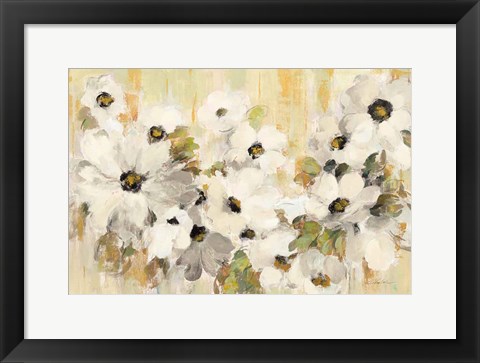 Framed White and Green Bloom Print