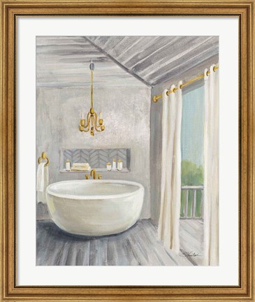 Framed Attic Bathroom II Gray Print