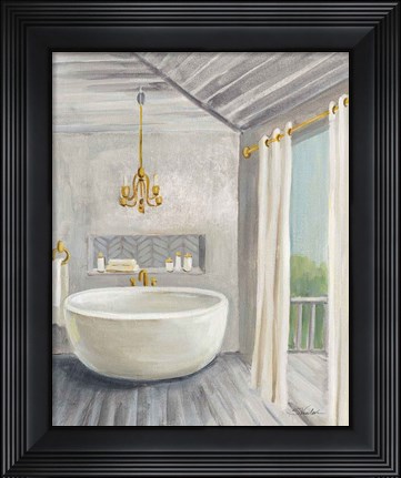 Framed Attic Bathroom II Gray Print