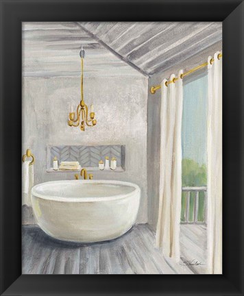 Framed Attic Bathroom II Gray Print