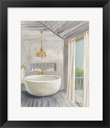 Framed Attic Bathroom II Gray Print