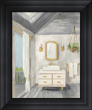 Framed Attic Bathroom I Gray Print
