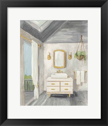 Framed Attic Bathroom I Gray Print