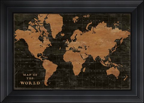 Framed World Map Industrial Print