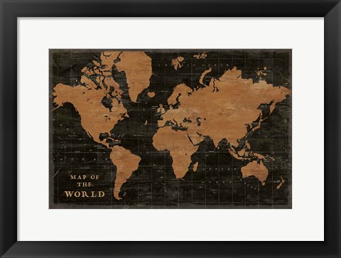 Framed World Map Industrial Print