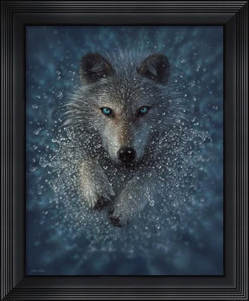Framed Running Wolf Print