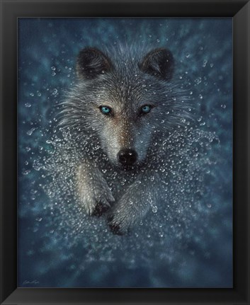 Framed Running Wolf Print