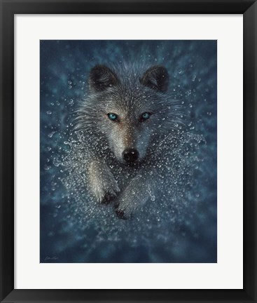 Framed Running Wolf Print