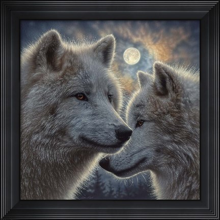 Framed Moonlight Wolf Mates Print