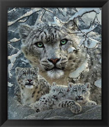 Framed Snow Leopard Collage Print