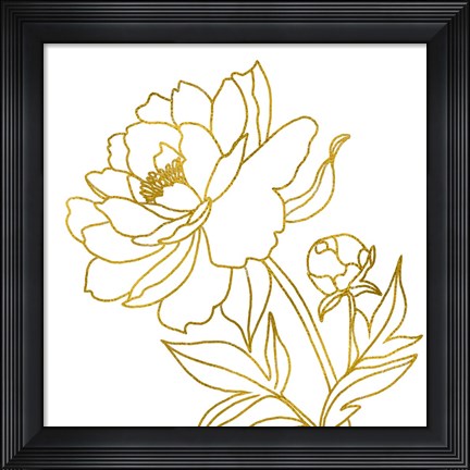 Framed Gold Floral V Print