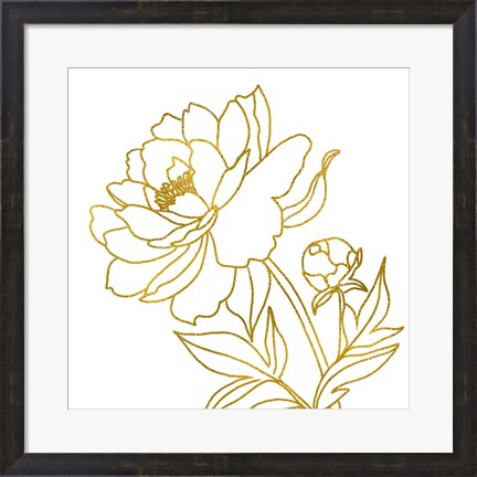 Framed Gold Floral V Print