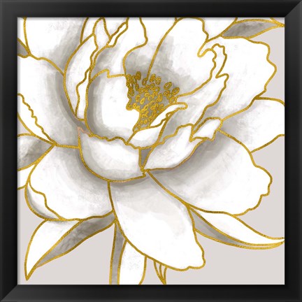 Framed Gold Peony Print