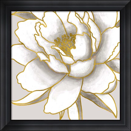 Framed Gold Peony II Print