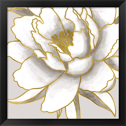 Framed Gold Peony II Print