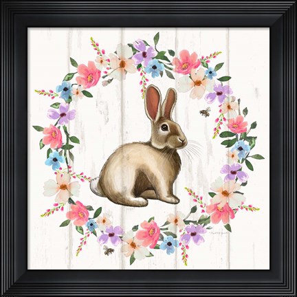 Framed Bunny Wreath Print