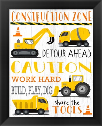 Framed Construction Zone Print