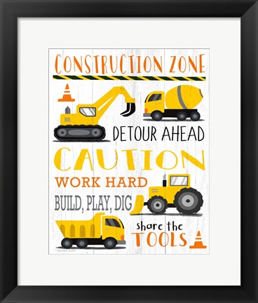 Framed Construction Zone Print