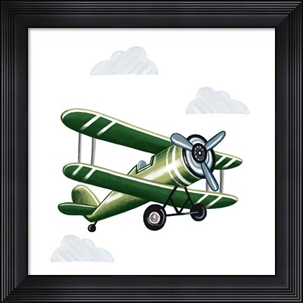 Framed Green Plane Print
